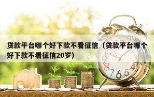 贷款平台哪个好下款不看征信（贷款平台哪个好下款不看征信20岁）