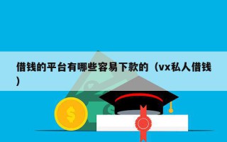 借钱的平台有哪些容易下款的（vx私人借钱）