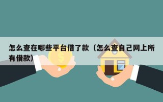 怎么查在哪些平台借了款（怎么查自己网上所有借款）