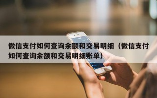 微信支付如何查询余额和交易明细（微信支付如何查询余额和交易明细账单）