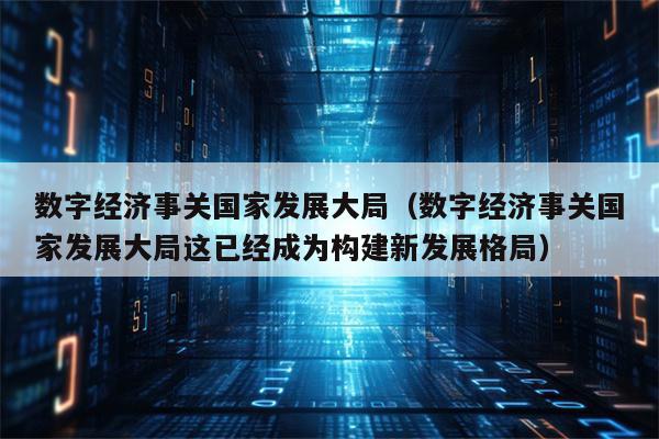 数字经济事关国家发展大局（数字经济事关国家发展大局这已经成为构建新发展格局）