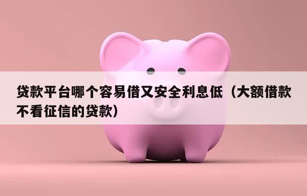 贷款平台哪个容易借又安全利息低（大额借款不看征信的贷款）